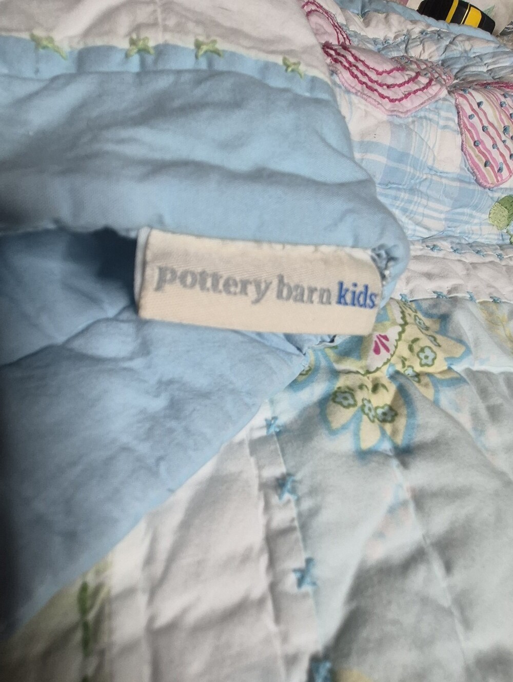 Pottery Barn Pastel Patchwork Floral Quilt in Blue, Pink, Green, Cream - Picture 10 of 10